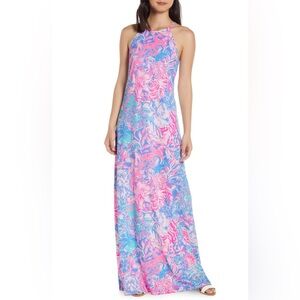 NWT Lilly Pulitzer Margot Maxi Dress in Blue Peri Viva la Lilly